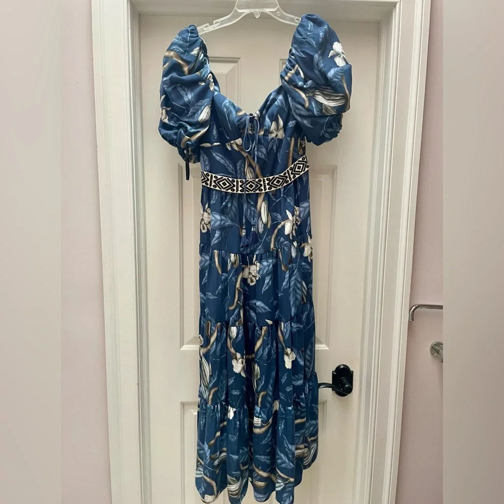 $1350 New Johanna Ortiz Botanical Heritage Long Floral Crepe Dress - Picture 6 of 15